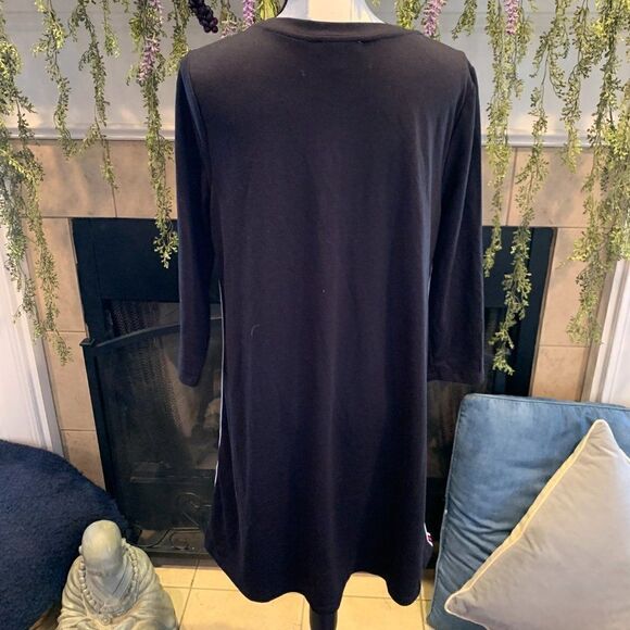 Como Blu navy long sleeve knit dress with ribbon red white and blue stripe L - Picture 5 of 8